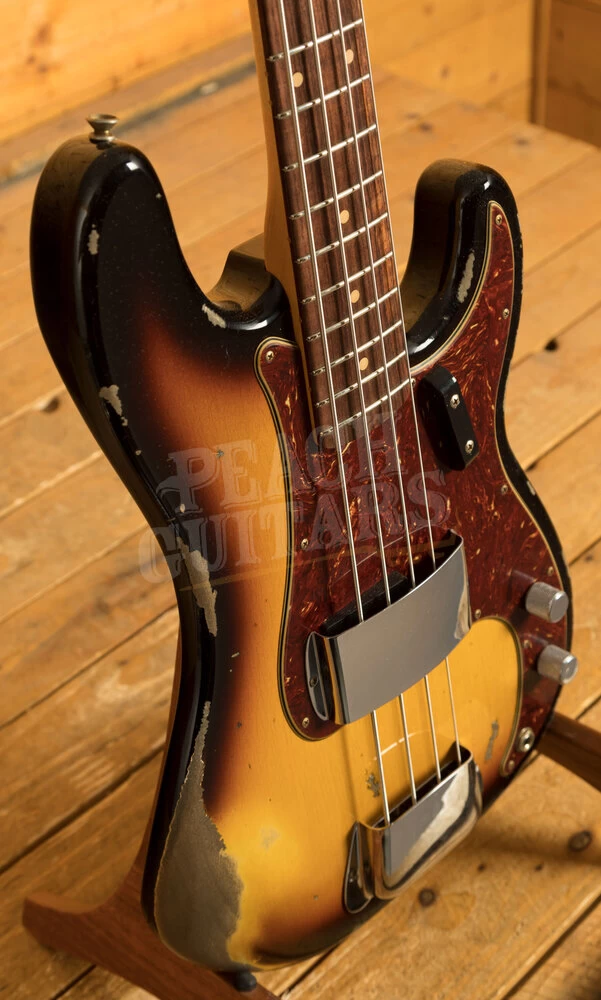 Fender Custom Shop LTD 63 Precision Bass Heavy Relic Faded Aged 3-Tone Sunburst - Image 5