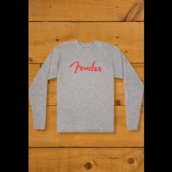 Fender Spaghetti Logo Long Sleeve T-Shirt - Heather Grey