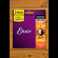 Elixir Acoustic Guitar Strings | 3 For 2 - 80/20 Bronze - Nanoweb Coating - 11-52 - Custom Light