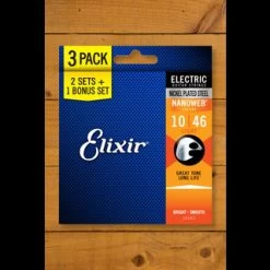 Elixir Electric Guitar Strings | 3 For 2 - Nickel Plated Steel - Nanoweb Coating - 10-46 - Light