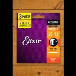 Elixir Acoustic Guitar Strings | 3 For 2 - Phosphor Bronze - Nanoweb Coating - 12-53 - Light