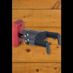 Hercules GSP38WBR PLUS | Auto Grip System Guitar Hanger - Red Wood Base - Short Arm